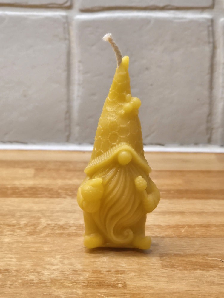 Pure Beeswax Gnome Candle – Handmade Figure